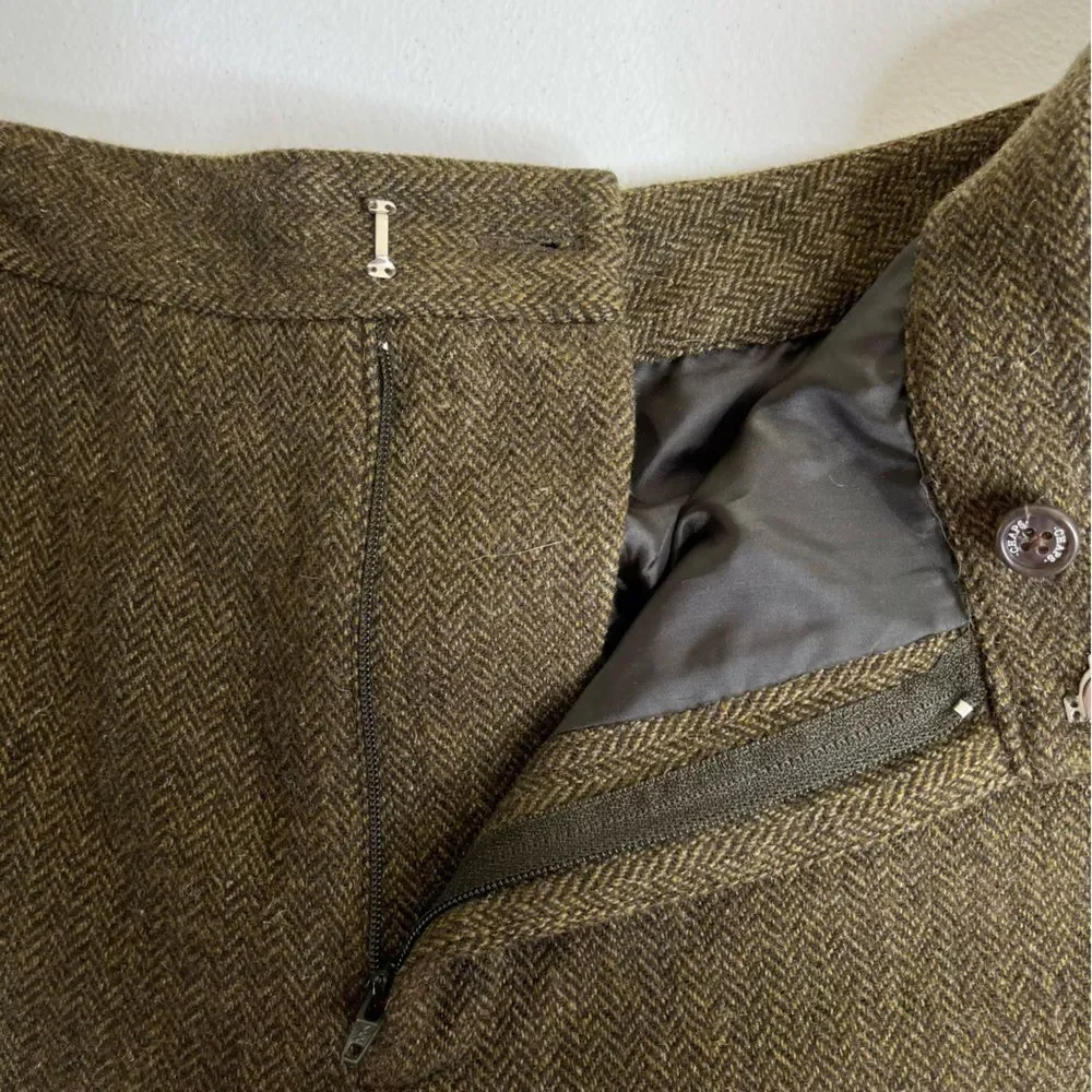 Chaps Wool Herringbone Straight Leg Poly Lined Brown Tan Pant Womens Size 12
